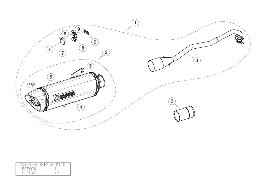 Exploded view Exhaust  AKRAPOVIC (S-H125R5-HRSS)