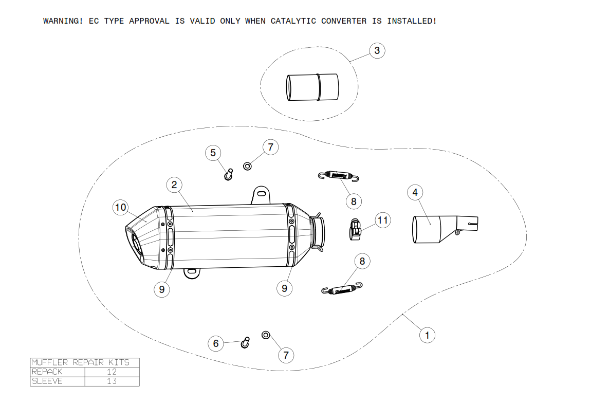 Exploded view Exhaust  AKRAPOVIC (S-VE125SO1-HZBL)