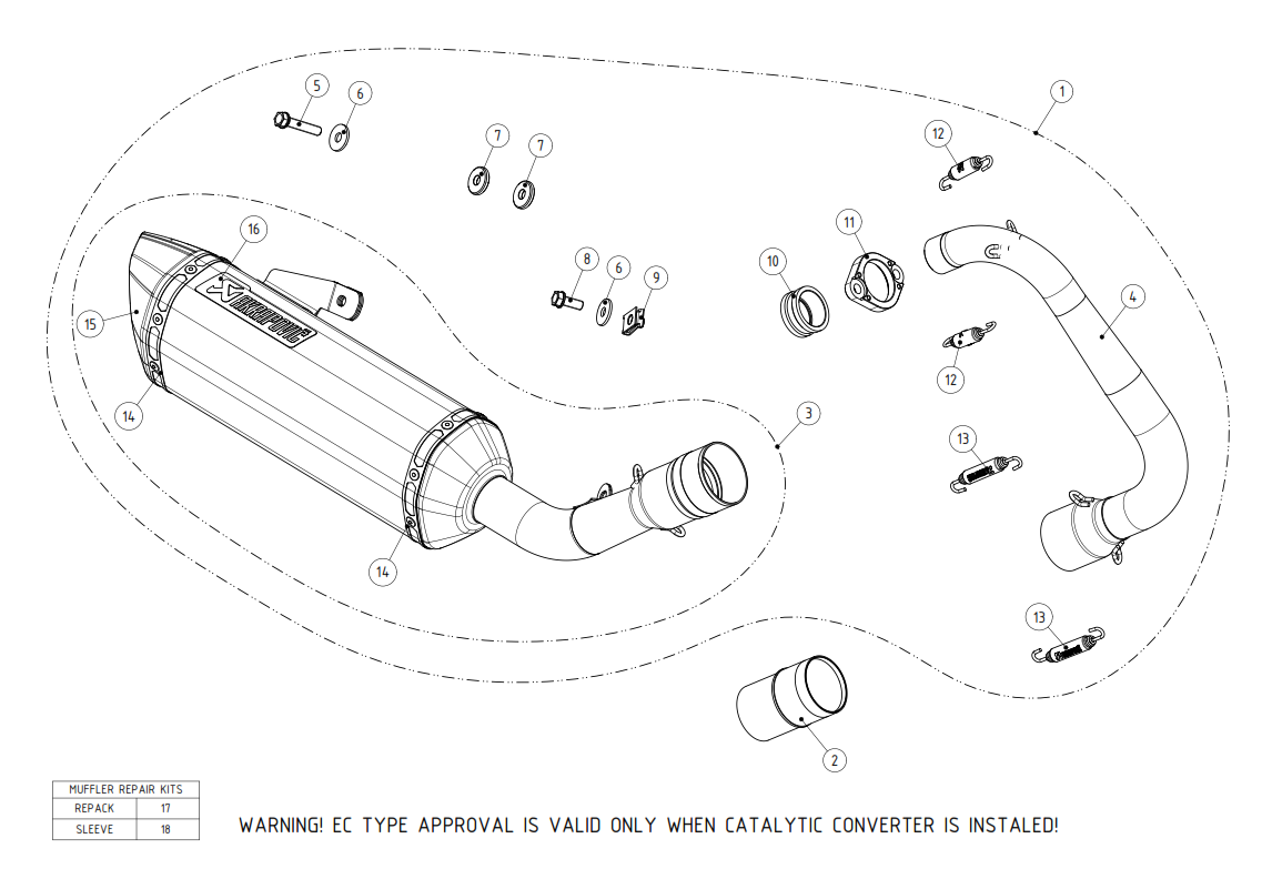 Exploded view Exhaust  AKRAPOVIC (S-Y125R4-HRT)