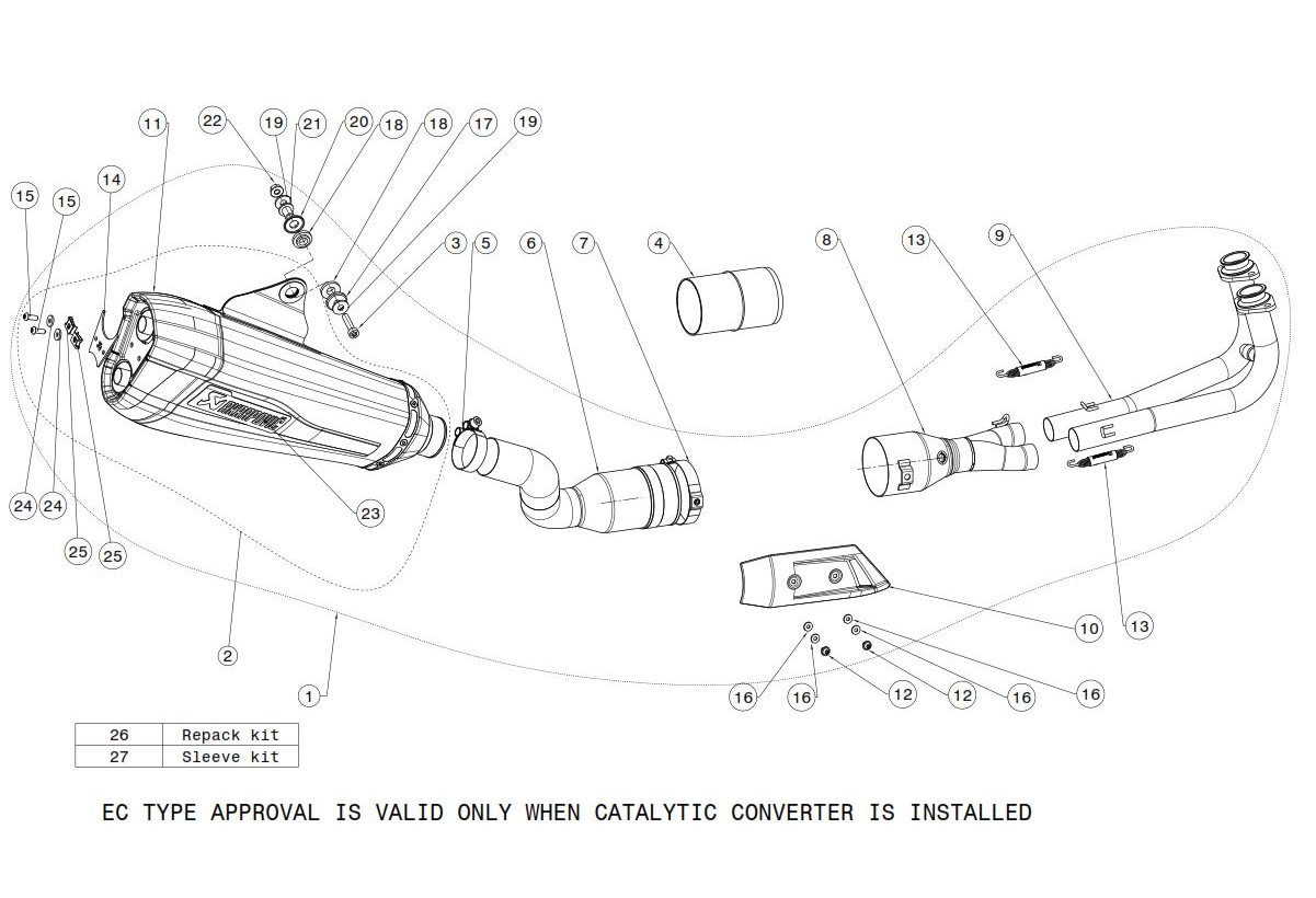 Exploded view Exhaust  AKRAPOVIC (S-Y5R3-HZEMT_1)
