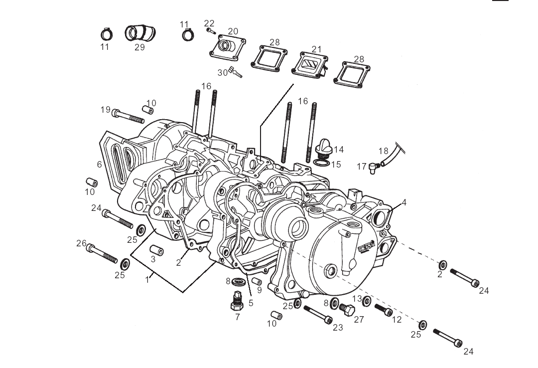 Exploded view Carter moteur