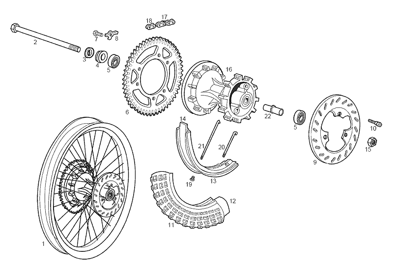 Exploded view Achterwiel