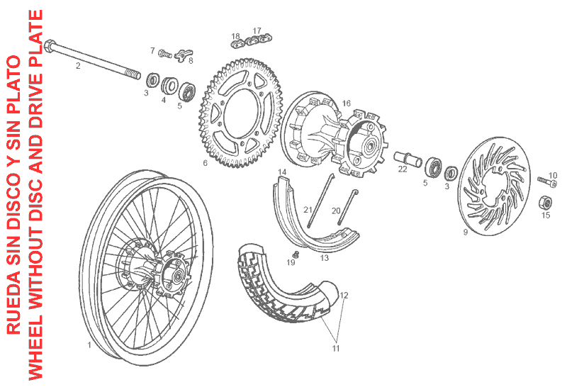 Exploded view Achterwiel