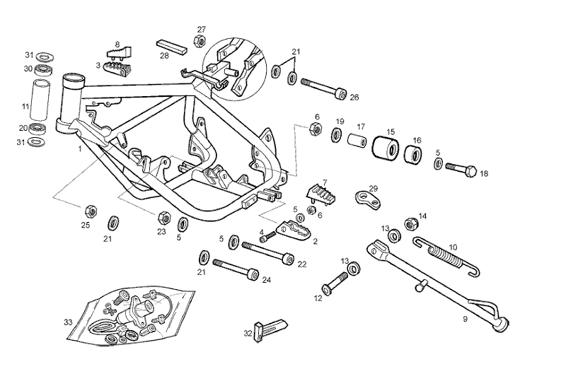 Exploded view Chassis (I) -Zijstandaard - Contactslotset