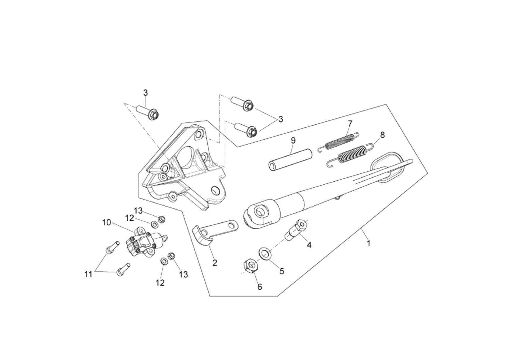 Exploded view Caballete central