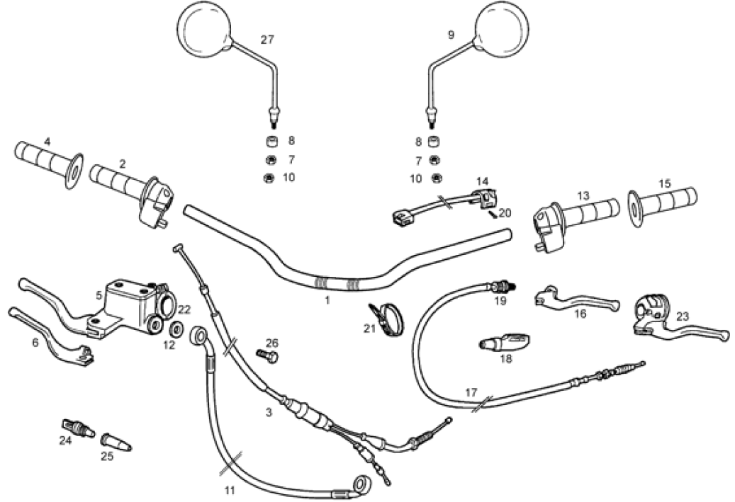 Exploded view Main brake cylinder - switch unit