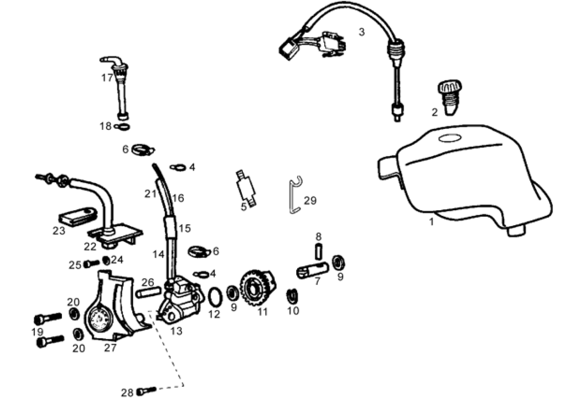 Exploded view Oil tank - oilpump