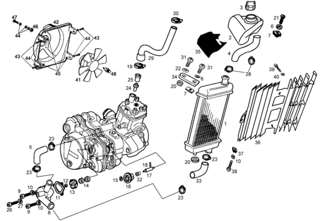 Exploded view Oilpump - water pump