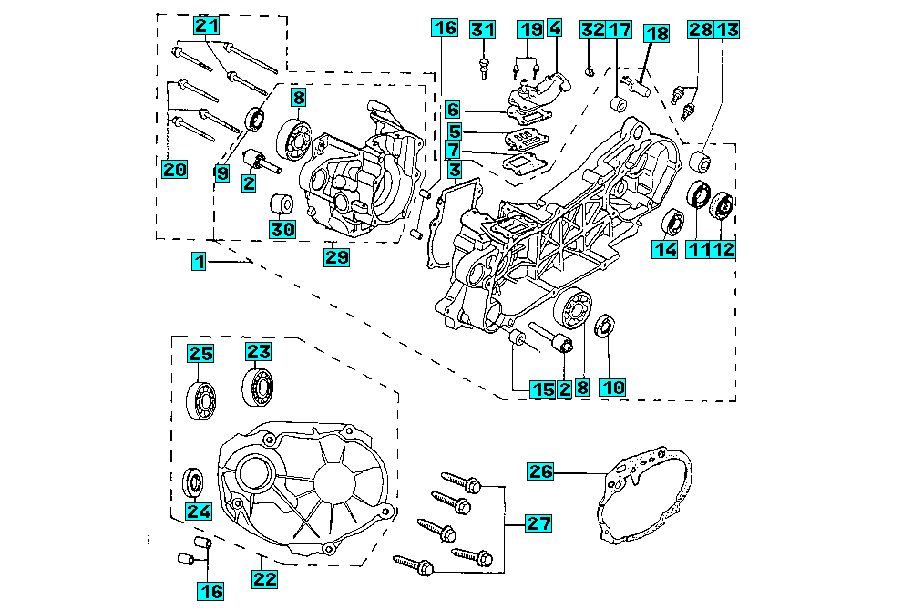 Exploded view Carter moteur (SM10254-0,15KW)