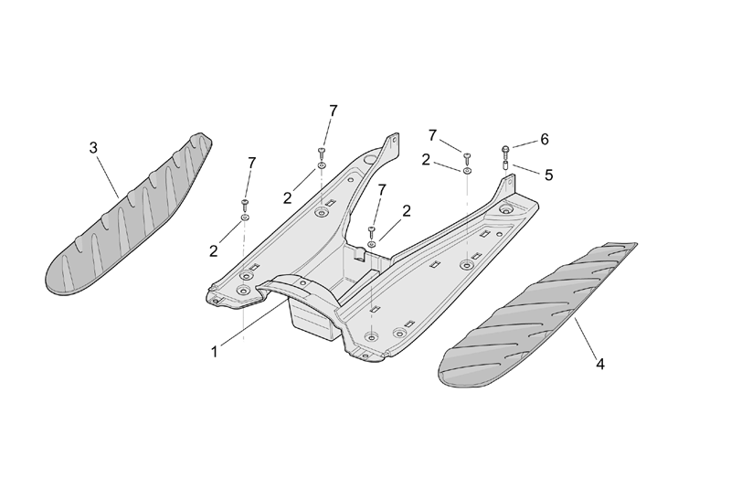 Exploded view Foot board  - Underbody fairing