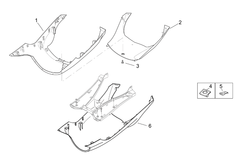 Exploded view Underbody fairing