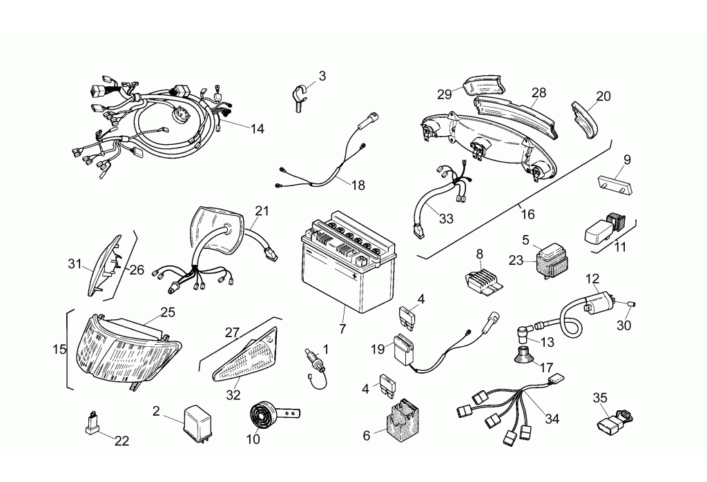 Exploded view Headlight - indicator - taillight