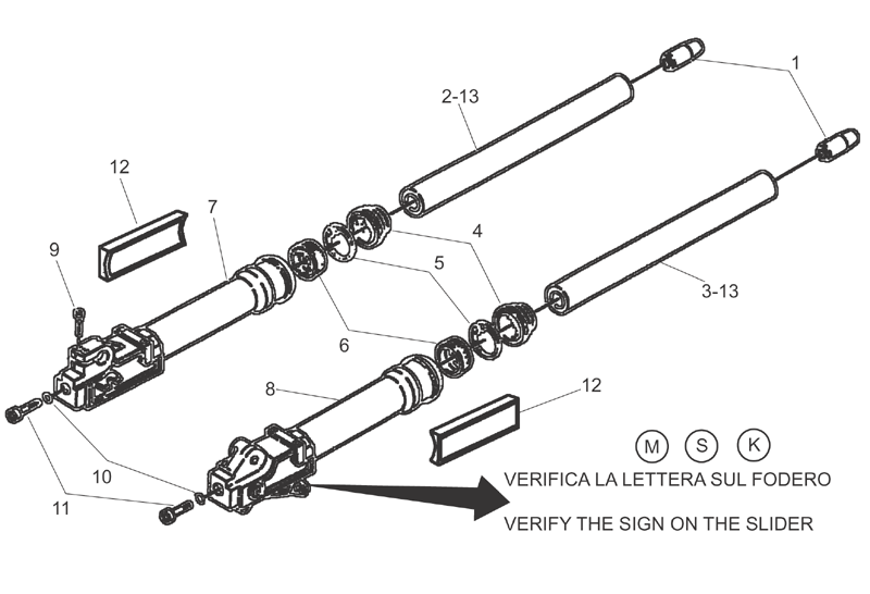 Exploded view Voorpoot 