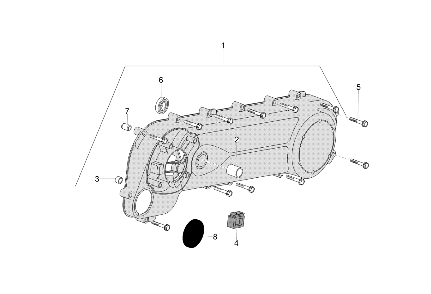 Exploded view Couvercle carter transmission