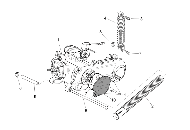 Exploded view Engine  - Shock absorber rear