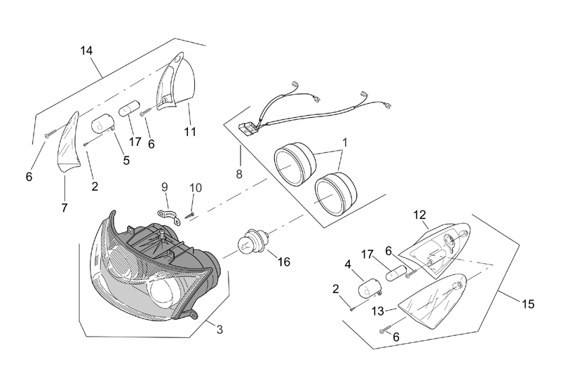Exploded view Headlight - indicator front