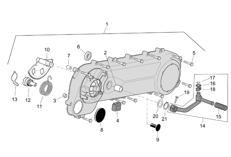 Exploded view Transmission case