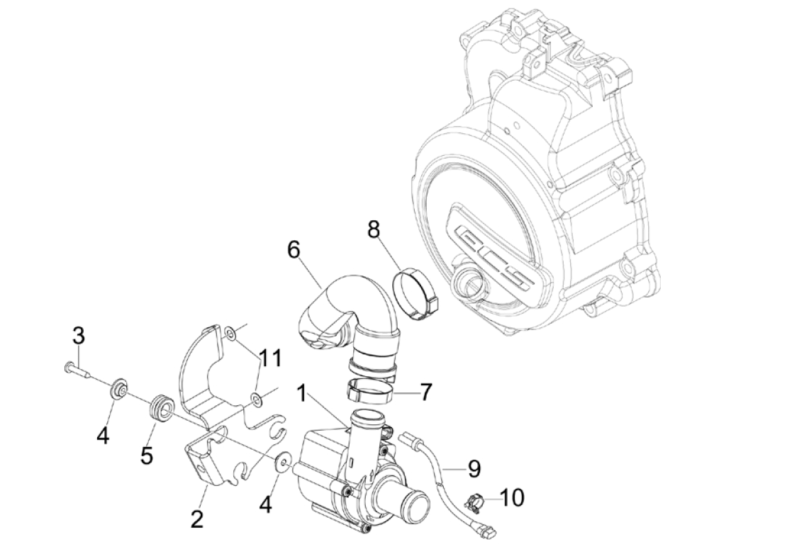 Exploded view Water pump Cover