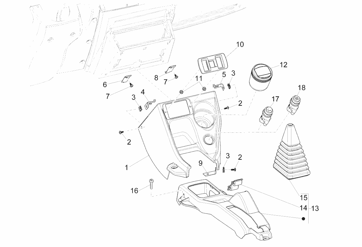 Exploded view Schakelconsole
