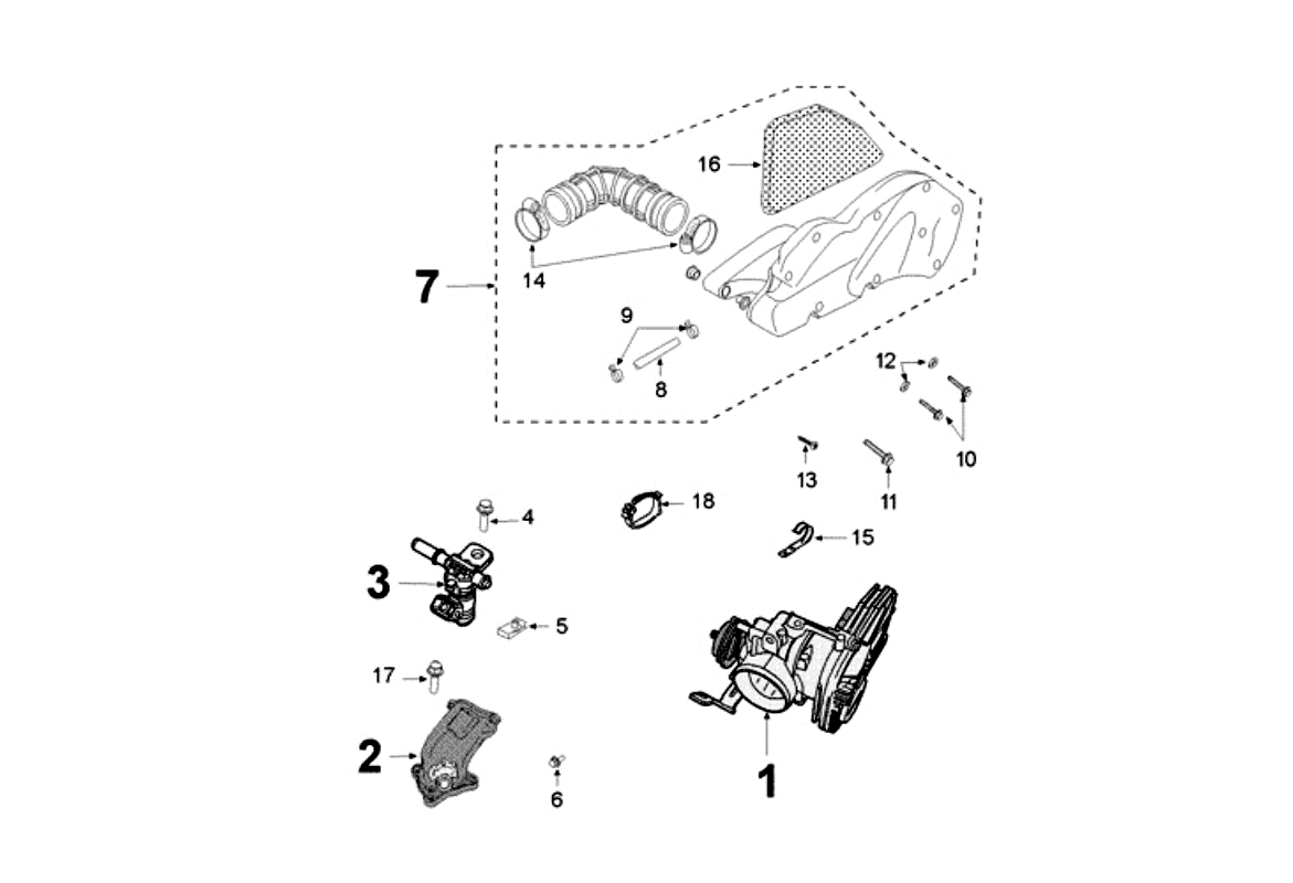Exploded view Throttle - Air filter