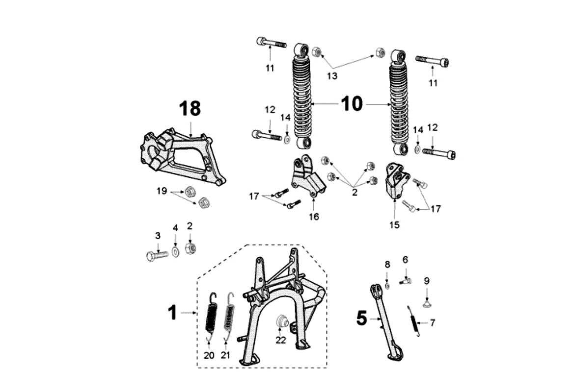 Exploded view Main stand - Jiffy - Shock absorber rear