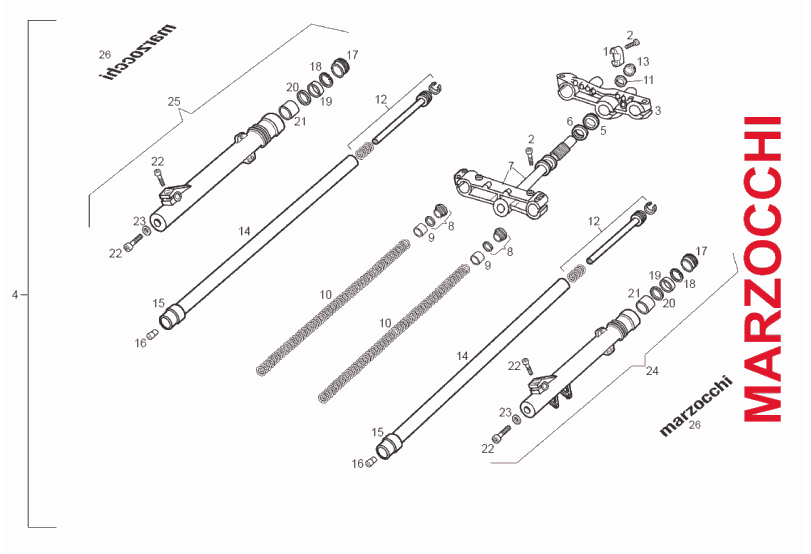 Exploded view Fourche (Marzocchi)