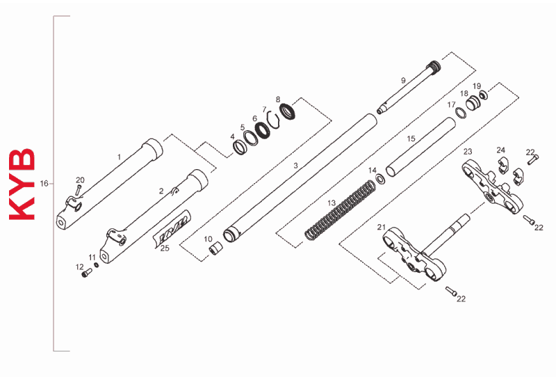 Exploded view Fourche (KYB)
