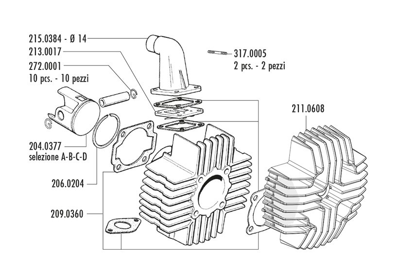 Exploded view Spare Parts Polini 144.0151