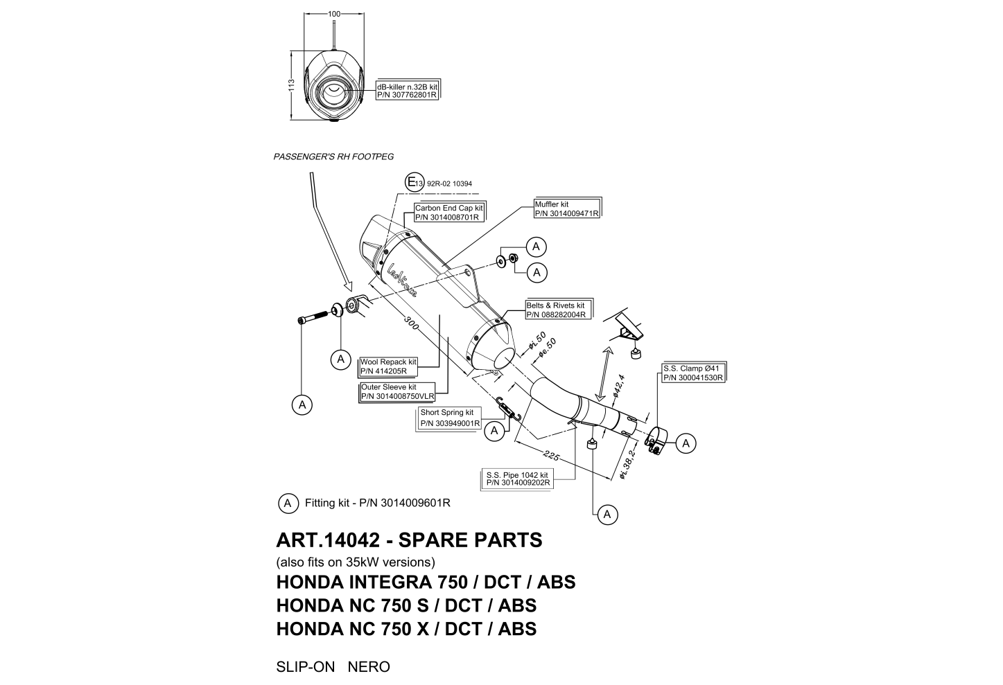 Exploded view Spare parts Leovince 14042