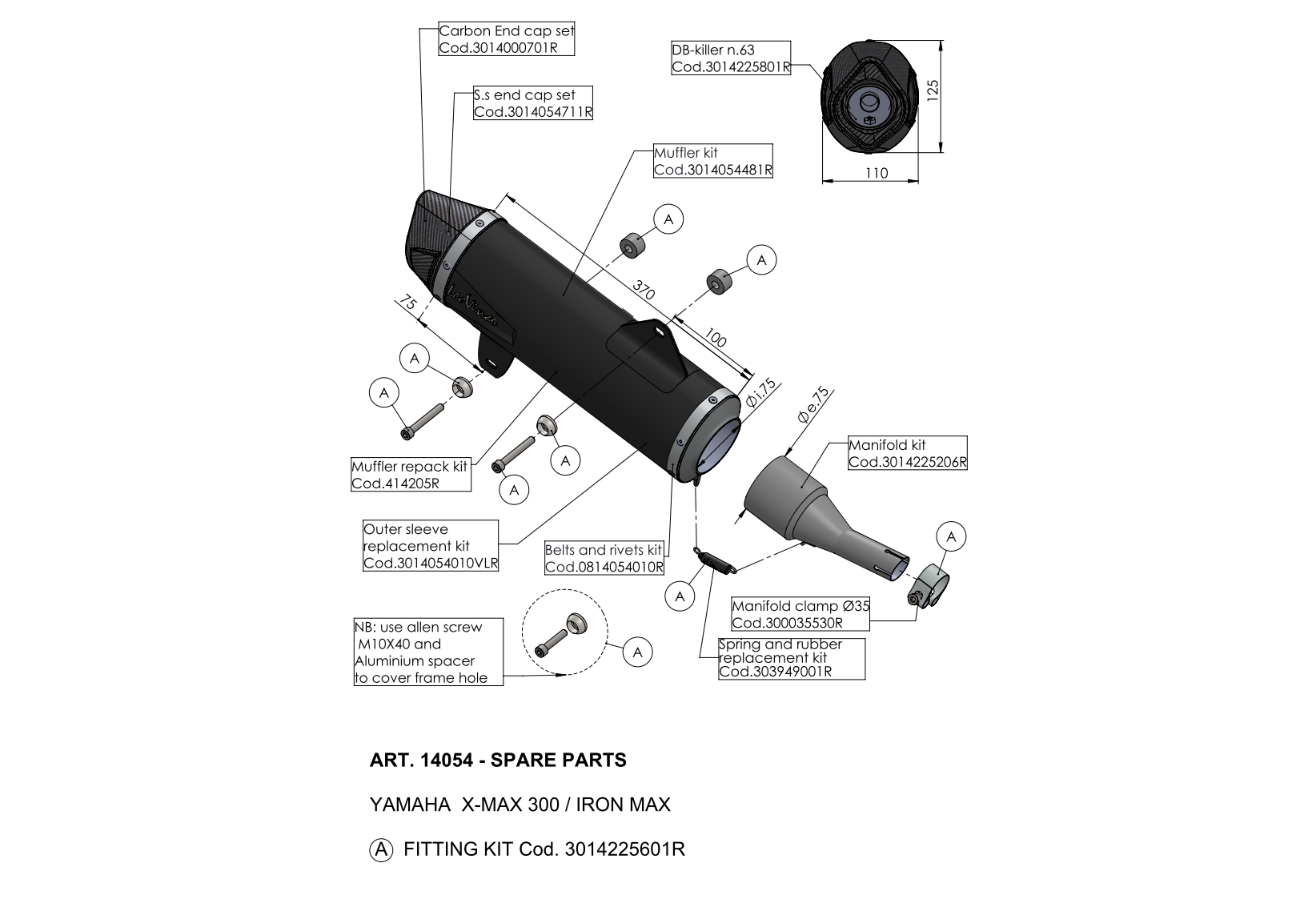 Exploded view Spare parts LeoVince 14054