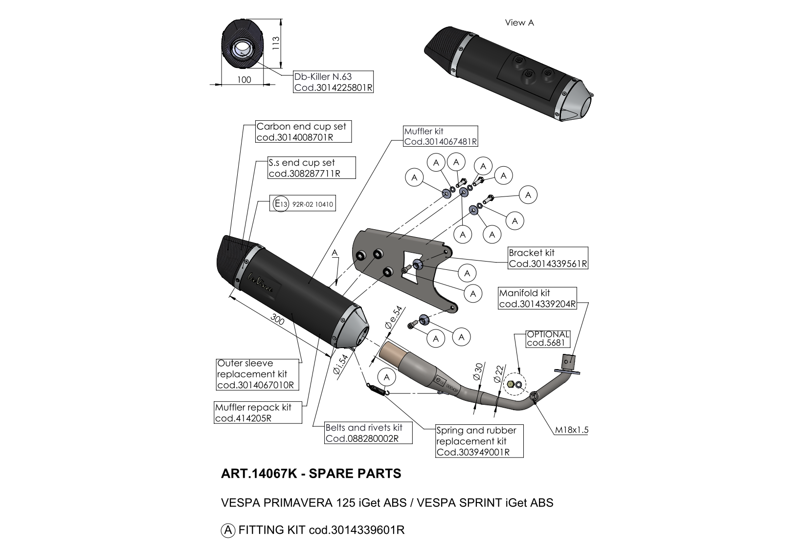 Exploded view Spare parts LeoVince 14067K