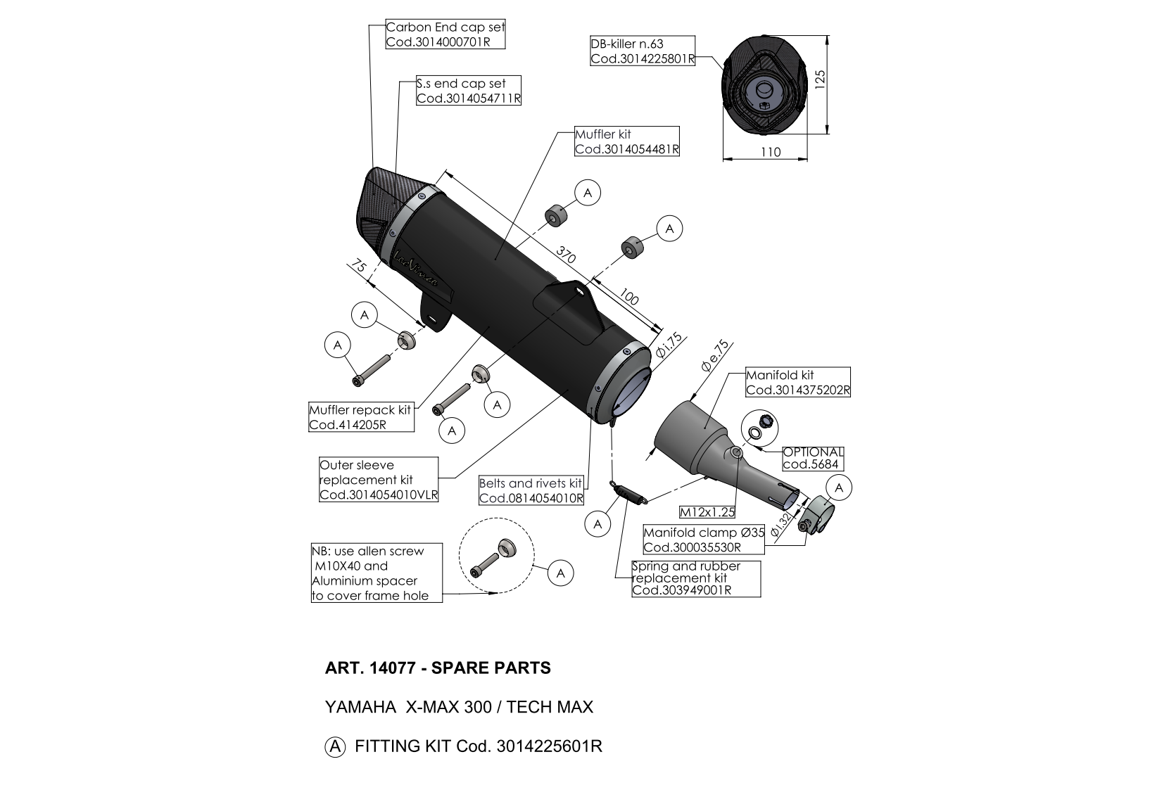 Exploded view Spare parts Leovince 14077