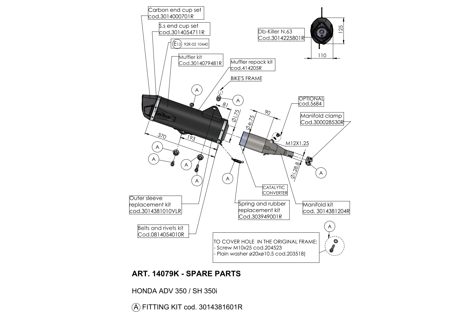 Exploded view Spare parts Leovince 14079K