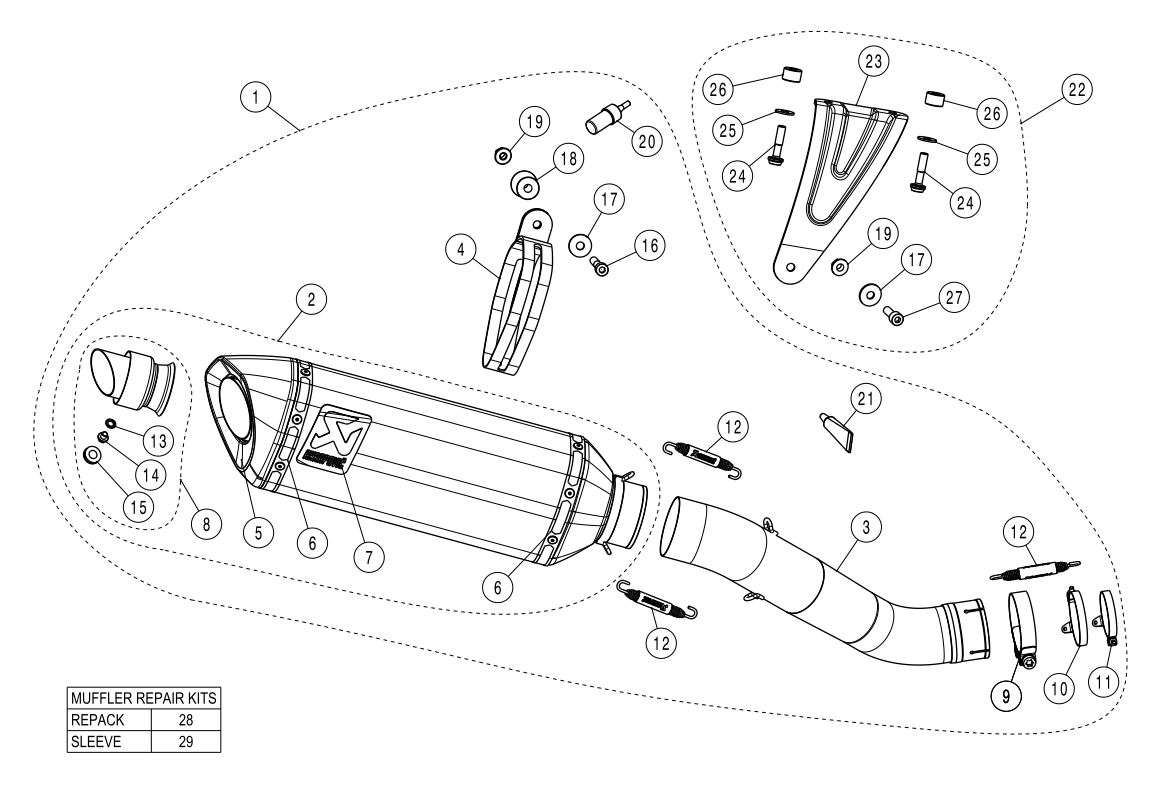 Exploded view Spare Parts Akrapovic P-MBA10R7