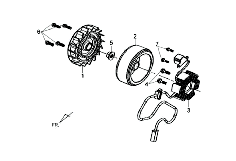 Exploded view Volant magnétique -Turbine