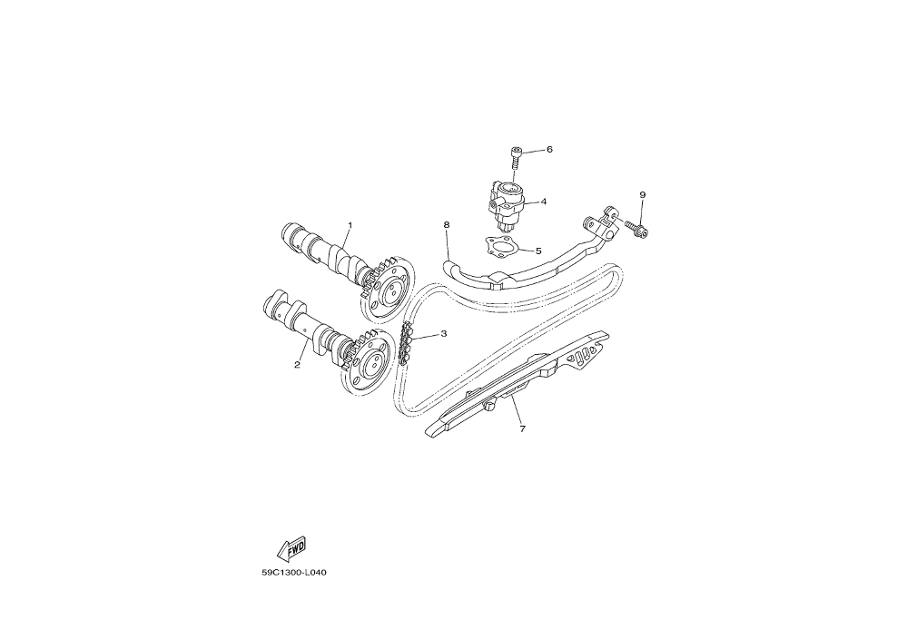 Exploded view Camshaft - Timing chain