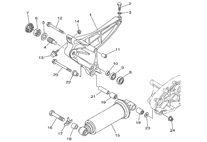 Exploded view Swingarm - Shock absorber rear