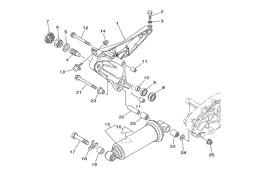 Exploded view Swingarm - Shock absorber rear