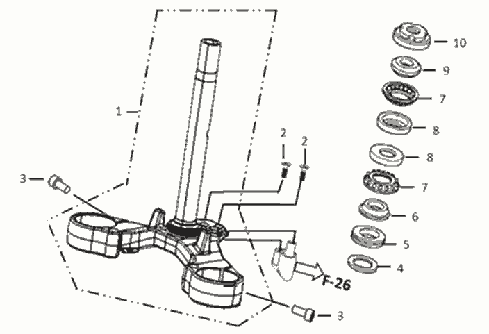 Exploded view Fourche - Garde boue