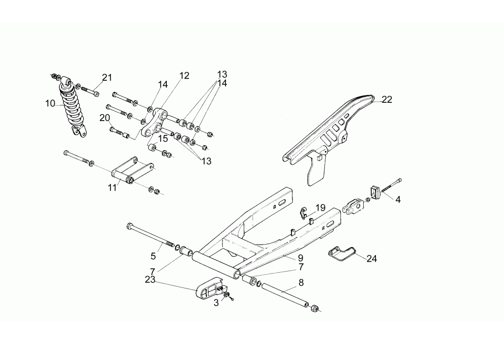 Exploded view Swinging arm