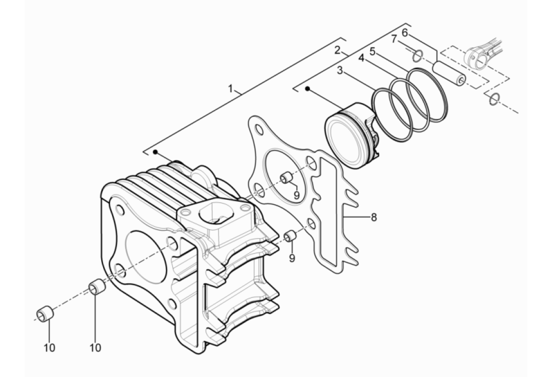 Exploded view Cilinder - Zuiger