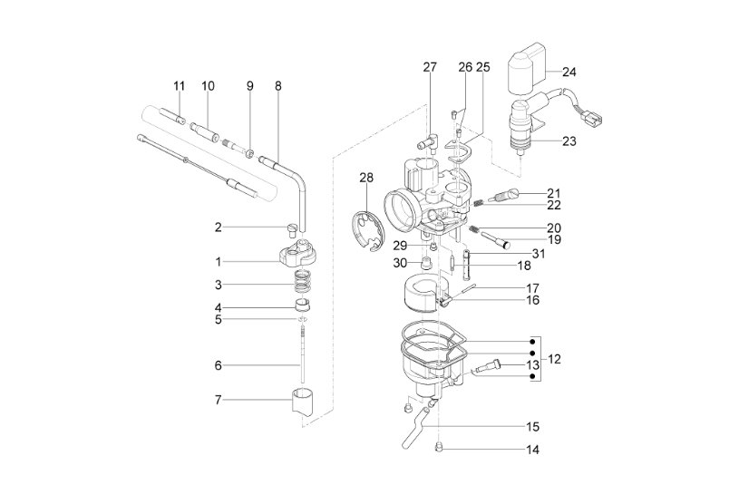 Exploded view Parti carburatore- Starter elettrico