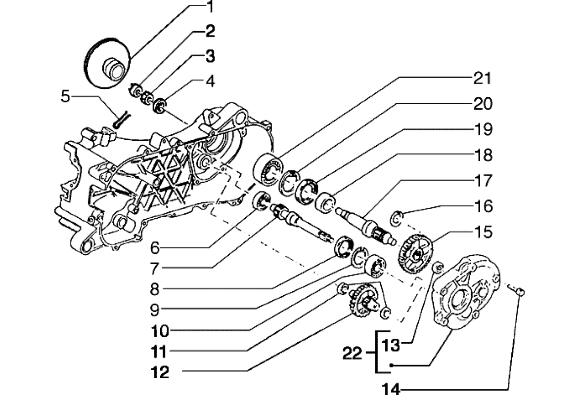 Exploded view Arbre transmission roue 