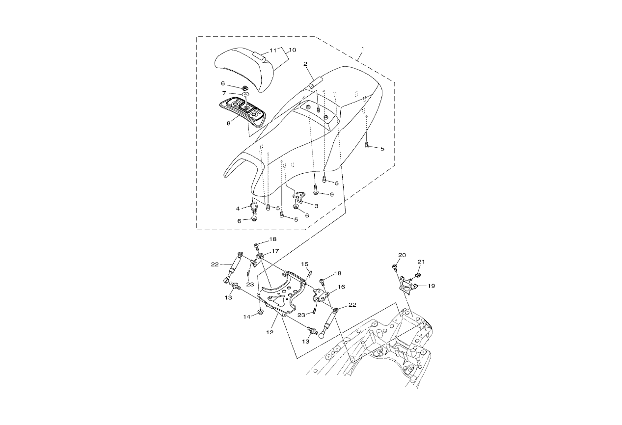 Exploded view Two seat saddle (1)