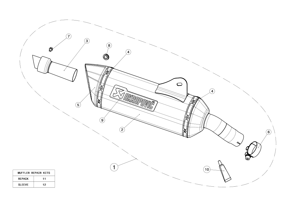 Exploded view Uitlaat Akrapovic BMW C600 Sport 2012