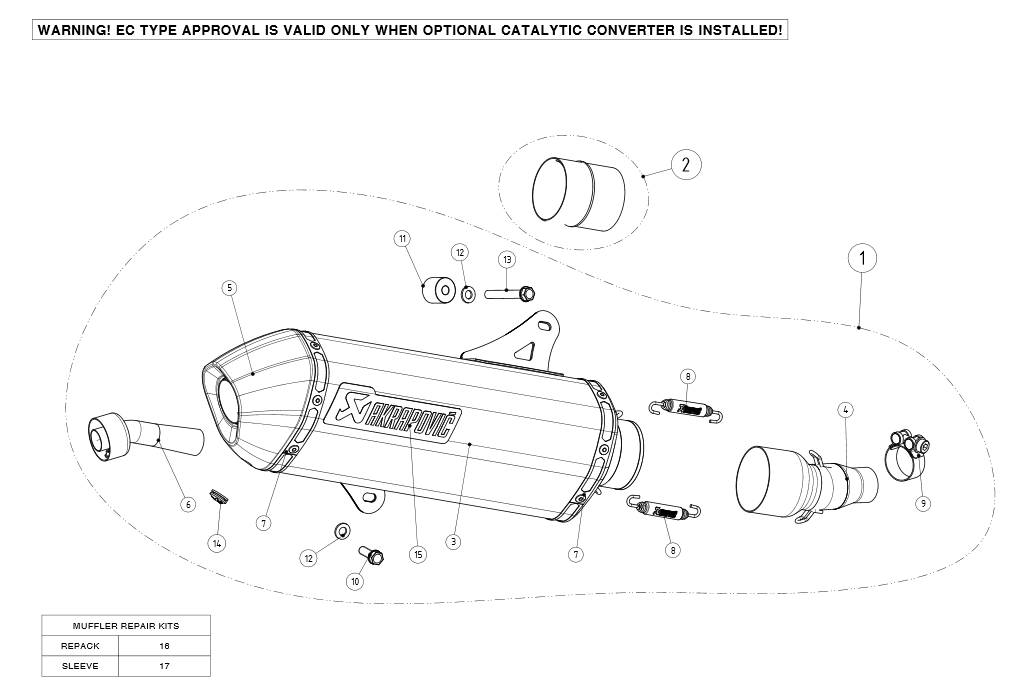 Exploded view Uitlaat Akrapovic MP3 300 Yourban 2011