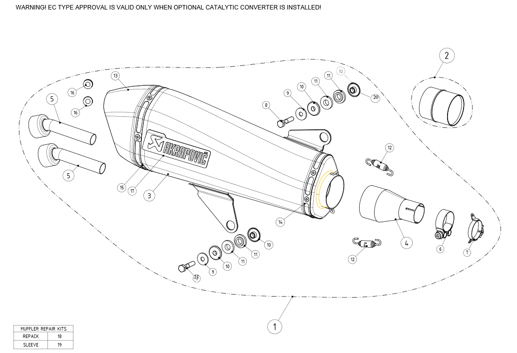 Exploded view Uitlaat Akrapovic X10 350 2012