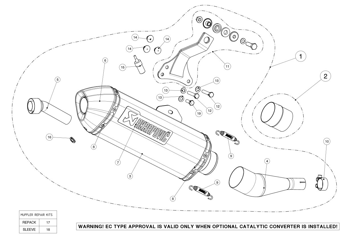 Exploded view Uitlaat Akrapovic X-Max 125
