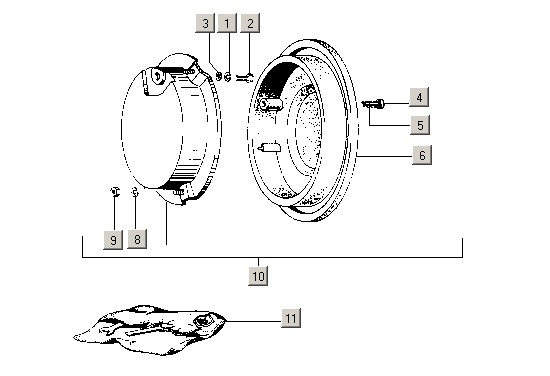 Exploded view Coperchio ruota di scorta 