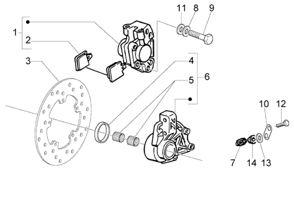 Exploded view Etrier frein